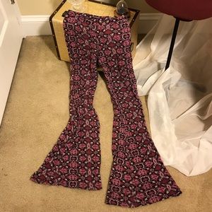 2 pair of stretchy hippie bell bottom fabric pants